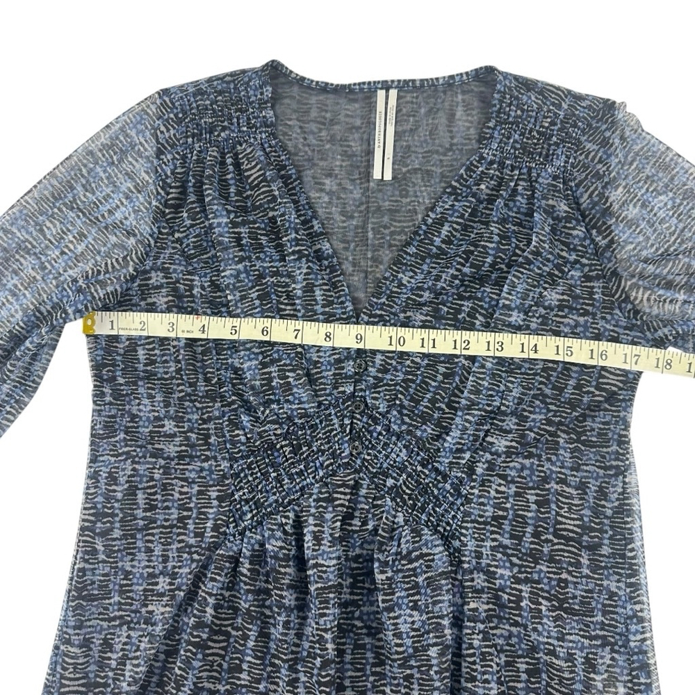 Women's By Anthropologie Gretchen Smocked V Neck Blouse, Size S, Blue - Picture 5 of 9
